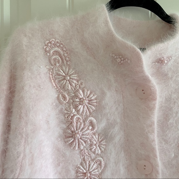 Vintage Angora Hair Knit Oversized Eyelash Jacket - Picture 2 of 16